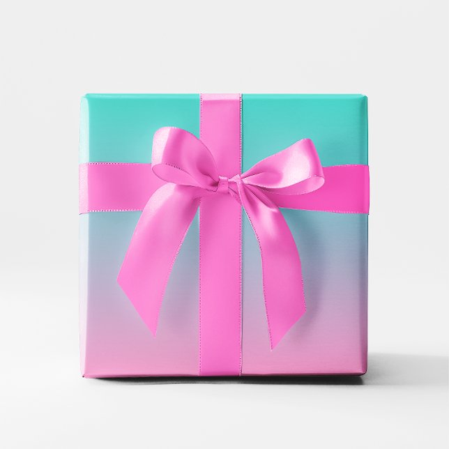 Papel De Presente Pink Turquesa Ombre (Pink Turquoise Gradient Ombre Wrapping Paper)