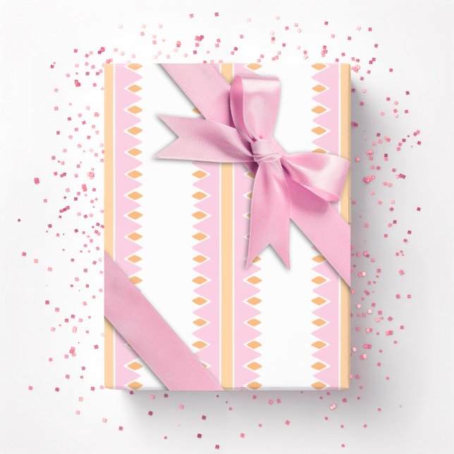 Papel De Presente Pinking Stripe in Pink and Orange (Criador carregado)