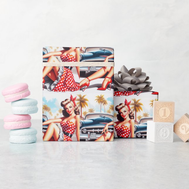 Papel De Presente Pino Clássico da Rapariga Retroativa (Chá de bebê)