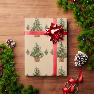 Papel De Presente Pino de País Simples Minimalista da Árvore de Fe