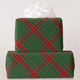 Papel De Presente Pino de presente de Natal da Xadrez de Tartan Verd