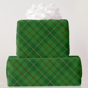 Papel De Presente Pino de presente de Natal da Xadrez de Tartan Verd