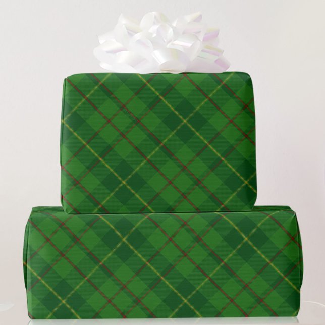 Papel De Presente Pino de presente de Natal da Xadrez de Tartan Verd (Criador carregado)