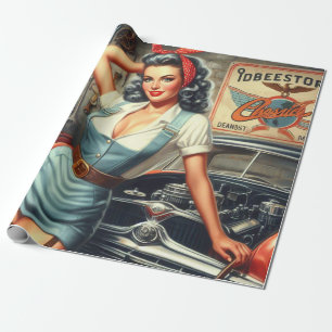 Papel De Presente Pino Mecânico Vintage