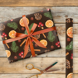 Papel De Presente Pinos Botânicos Russos Pine Laranja Pine
