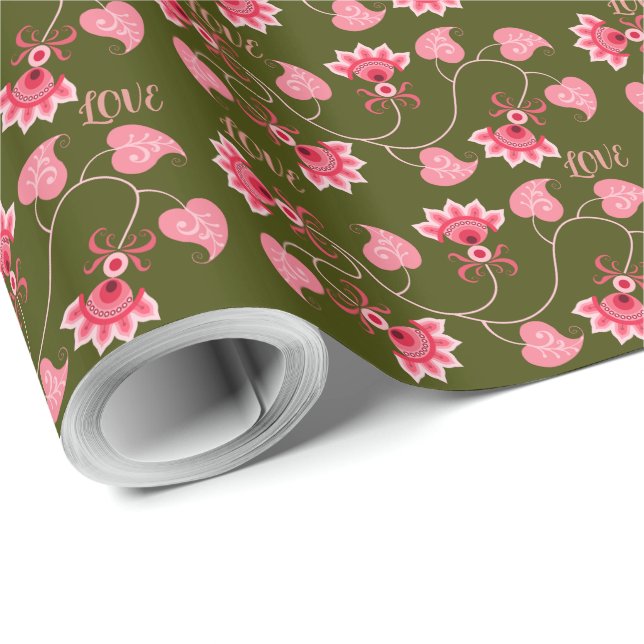 PAPEL DE PRESENTE PINQUE FLORES COMO PRESENTE PARA O SEU AMANTE (Ponta do rolo)