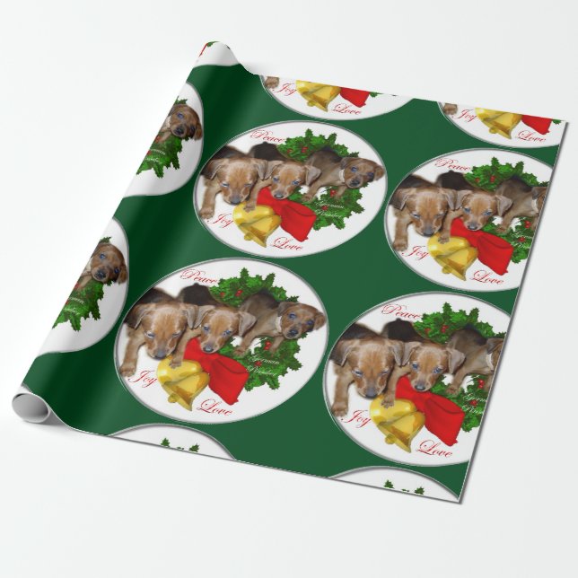 Papel De Presente Pinscher Christmas alemão (Desenrolado)