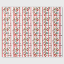 Papel De Presente Pinstripe Watercolor Ornament Feliz Natal