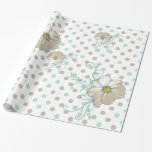 PAPEL DE PRESENTE PINTA BISQUE PONTOS FAIXAS DE PRESENTE VARRAMENTO<br><div class="desc">Bolinhas e faixas modernas em Mint Green e Bisque,  acentuadas com uma cor d'água,  bisque Poppy.</div>
