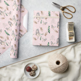 Papel De Presente Pintado à mão com aquarela de neve cúbica