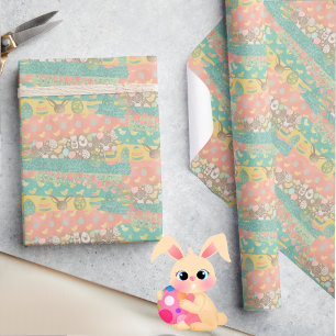 Papel De Presente Pintinhos Amarelo-Gelado com Páscoa Suave