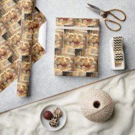 Papel De Presente Pintinhos De Bebês Com Ovos De Gingham