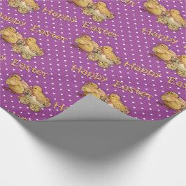 Papel De Presente Pintinhos de Páscoa cúbica Páscoa roxa