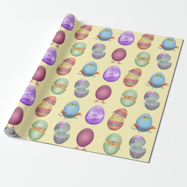 Papel De Presente Pintinhos do felz pascoa (Desenrolado)