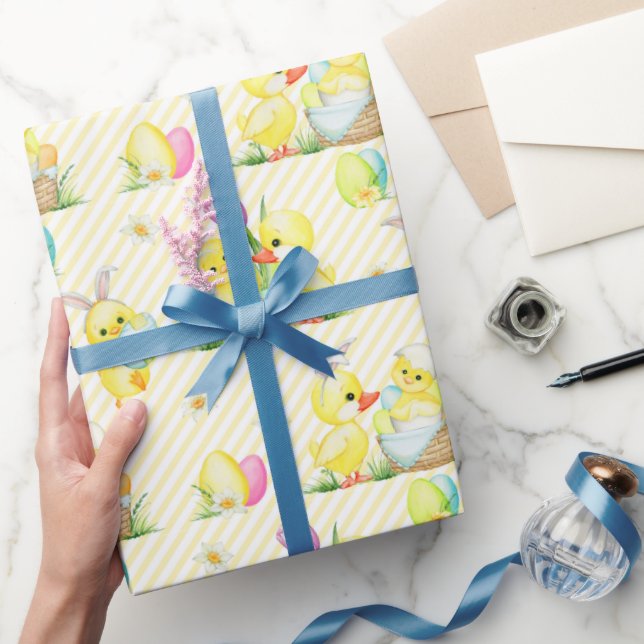 Papel De Presente Pintinhos E Patos De Bebê páscoas (Presentear)