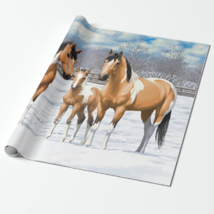 Papel De Presente Pinto Pinto Pintado Cavalos De Quinto Neve