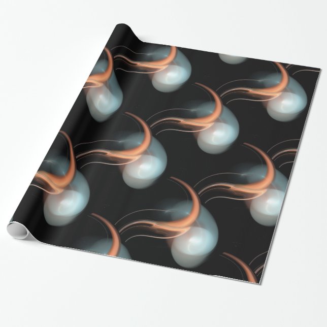 PAPEL DE PRESENTE PINTOS DE ALIENÍGENA BRANCOS (Desenrolado)