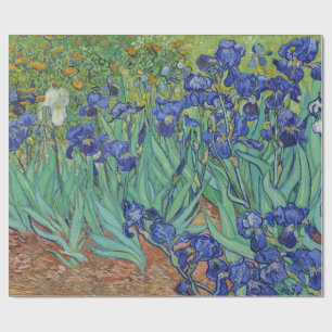 Papel De Presente Pintura a Óleo Floral Íris Azuis Famosos de Van Go