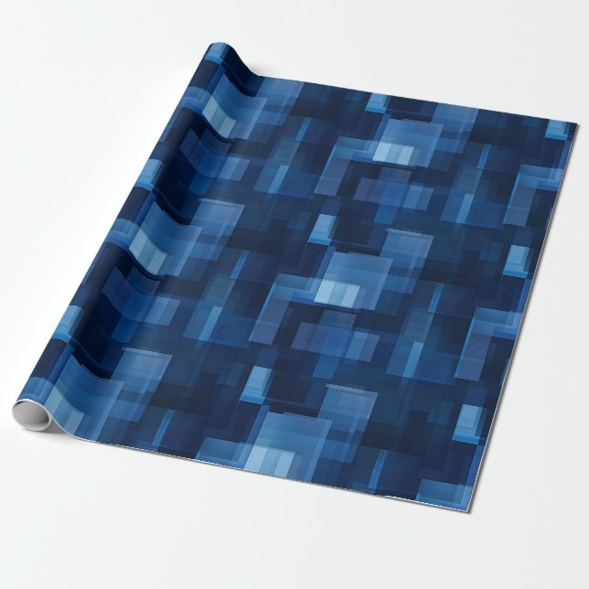 Papel De Presente Pintura Abstrata Azul Escuro (Desenrolado)