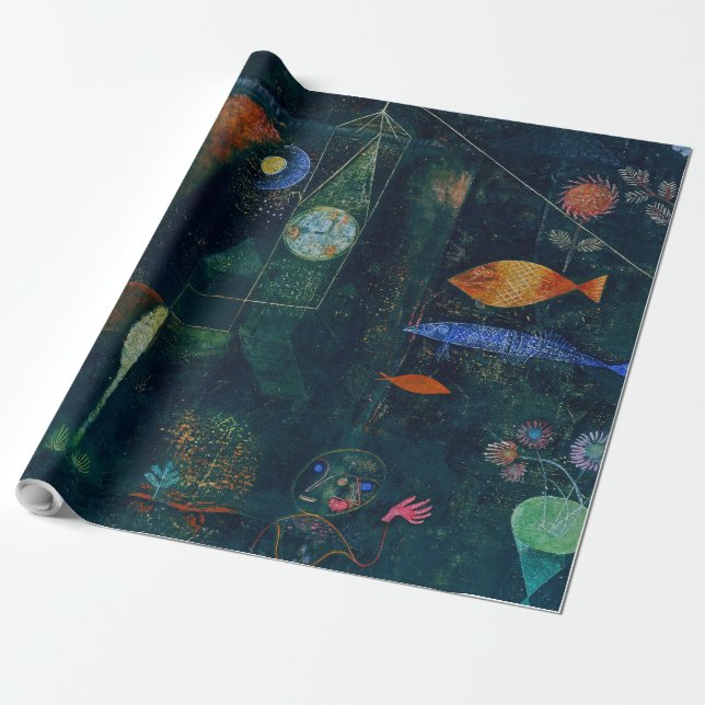 Papel De Presente Pintura Abstrata Magia dos Peixes de Paul Klee Art (Desenrolado)