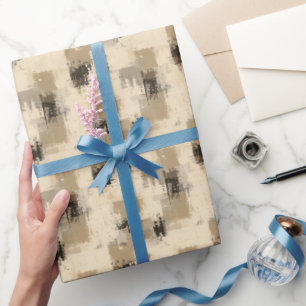 Papel De Presente Pintura Abstrata Marrom e Creme