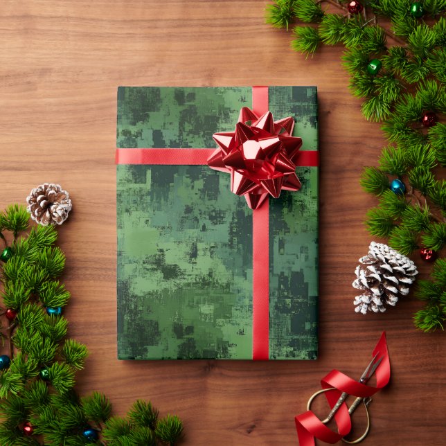 Papel De Presente Pintura Abstrata Verde (Presente de Natal)
