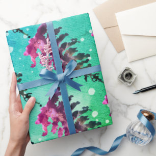 Papel De Presente Pintura aquarela Natal Floresta Veados Animais I