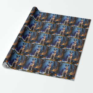 Papel De Presente Pintura Caprichosa de Cachorro Blue Heeler para o 