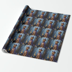 Papel De Presente Pintura Caprichosa de Halloween de Cachorro Aireda