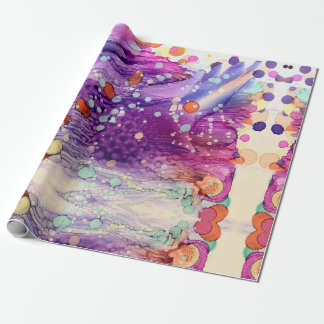 Papel De Presente Pintura com tinta a álcool com púrpura