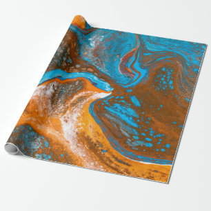Papel De Presente Pintura de abstrato azul e castanho