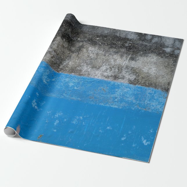 Papel De Presente Pintura de abstrato branco e azul (Desenrolado)