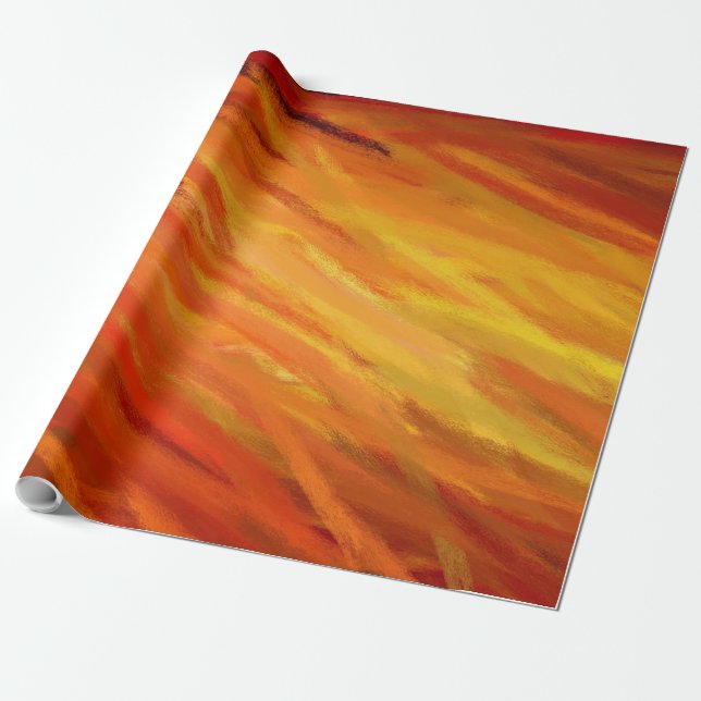 Papel De Presente Pintura de Abstrato de Laranja Amarelo (Desenrolado)