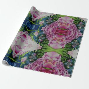 Papel De Presente pintura de abstrato floral a aquarela, boho retro