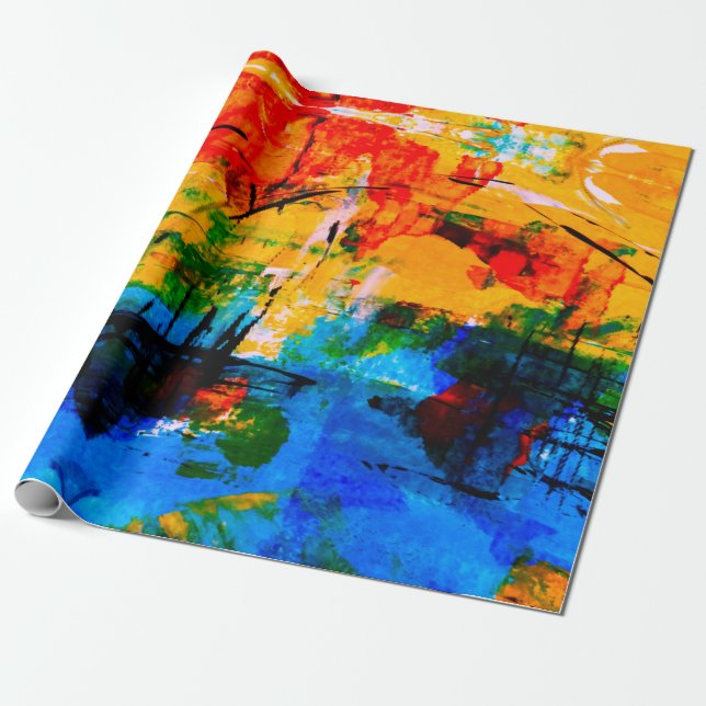 Papel De Presente pintura de abstrato na parede de concreto. ilustra (Desenrolado)