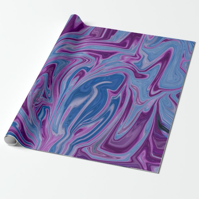 Papel De Presente Pintura de abstrato púrpura e azul (Desenrolado)