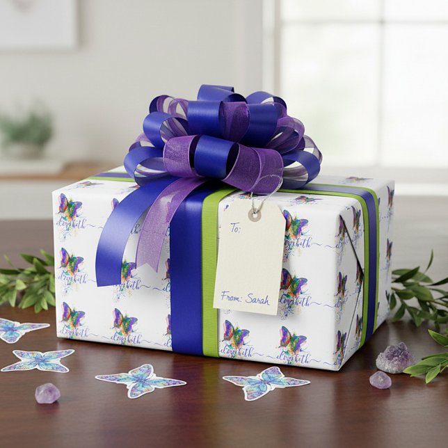 Papel De Presente Pintura de borboleta personalizada   (Criador carregado)