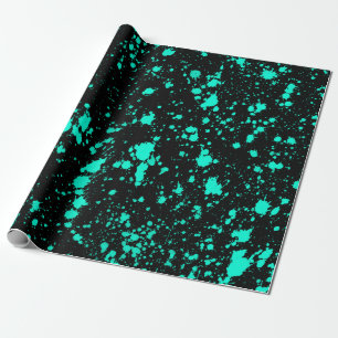 Papel De Presente Pintura de Hortelã Preto Salpico Artístico Salpico