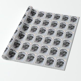 Papel De Presente Pintura de Keeshond Bailey - Arte de Cachorro Orig