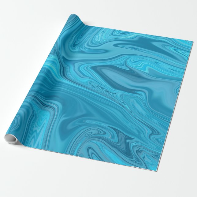 Papel De Presente Pintura de Ondas Azuis | Melhor pintura de abstrat (Desenrolado)