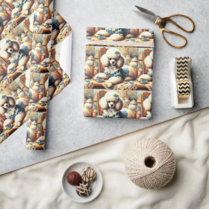 Papel De Presente Pintura de Poodle em Cute Vintage