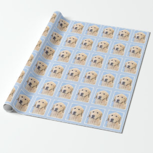 Papel De Presente Pintura do ouro Retriever - Arte Cachorra Original