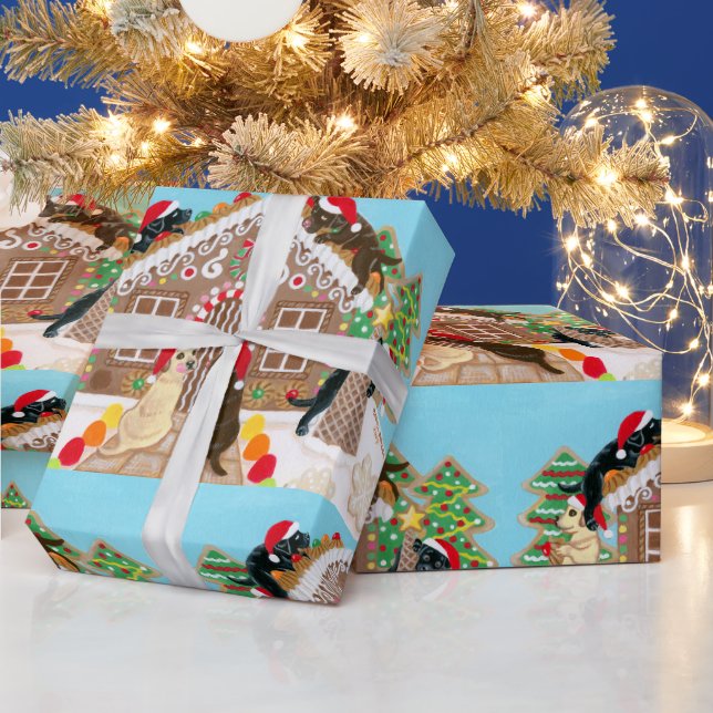 Papel De Presente Pintura dos Labradores da Casa de Pão Ginger (Feriados)