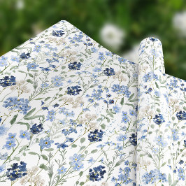 Papel De Presente Pintura em aquarela de flor silvestre azul