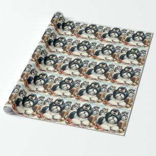 Papel De Presente Pintura em Cute Vintage Shih-Tzu