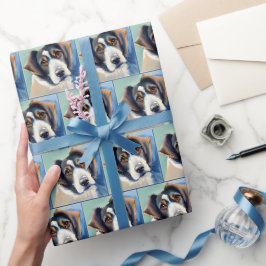Papel De Presente Pintura em Desenho de Portraços de Cão