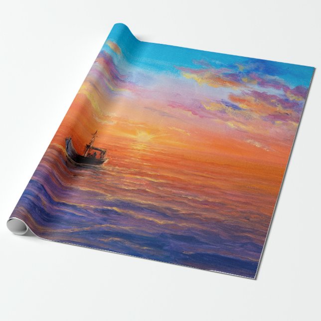Papel De Presente  pintura em óleo de abstrato, a bordo de embarcaçõ (Desenrolado)