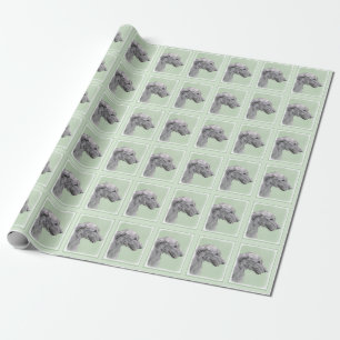 Papel De Presente Pintura em Wolfhound Irlandês - Arte em Cachorro O