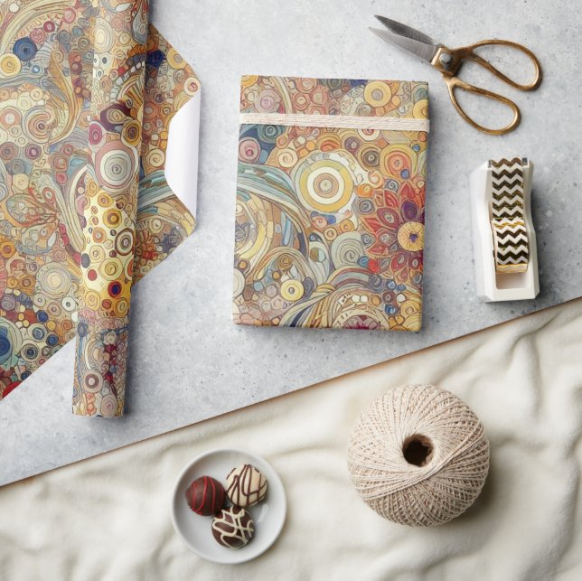 Papel De Presente Pintura Floral com Estilo de Arte Antiquada (Artesanato)