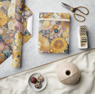 Papel De Presente Pintura Floral com Estilo de Arte Antiquada